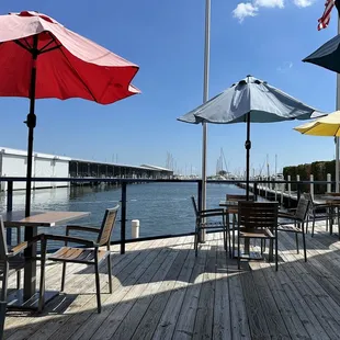 tables and umbrellas