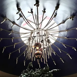 Ceiling above the bussing area upon entrance.