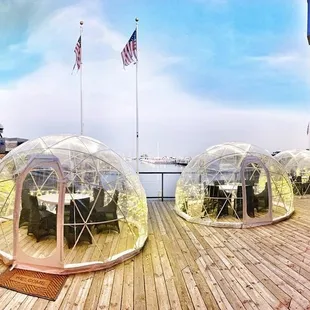the inside of a bubble tent