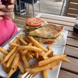 A large Chicken Panini on ciabatta bread.