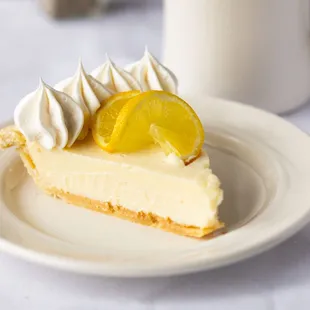 a slice of lemon cheesecake