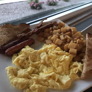 The Maumee Bay meal, also includes a short stack of hot cakes. $10