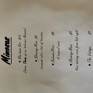 3/28/21 mimosas menu