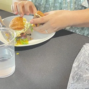 She enjoyed her burger