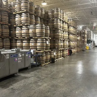 Aging barrels at the watershed distillery.
