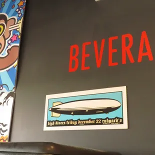 a bar with a sign that says beverages