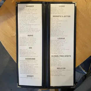 Drink menu