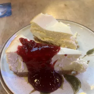 Cheesecake with spicy jam! (Note this is a serving cut in half bc friend didn&apos;t want spice)