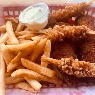 Fried fish combo, not very good, like fish sticks.