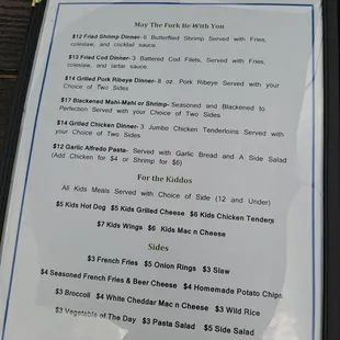 menu