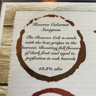 This Reserve Cab Sauv was excellent