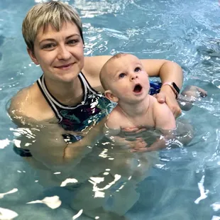 Enjoying the lesson with my 7 month old