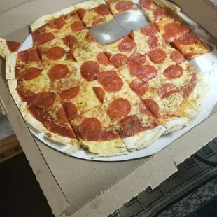 Missing pieces to the pizza and filled with other pieces