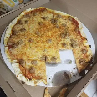 This is what they call a sausage pizza......pathetic