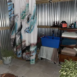 Bathroom with flushable toilette AND warm showers! *****