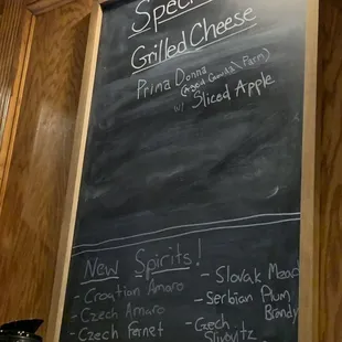 a menu on a chalkboard