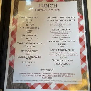 Lunch Menu