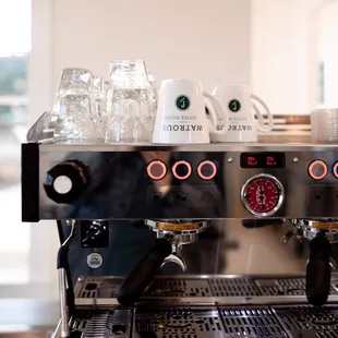 a close up of a coffee machine