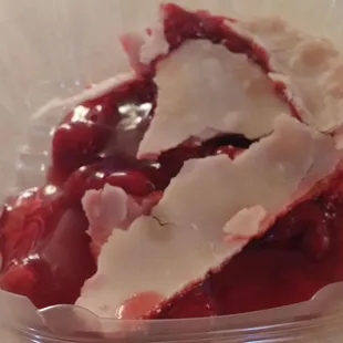 Homemade cherry pie (slightly undercooked crust and canned cherries)