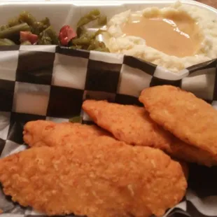 Chicken tenders meal (tenders tasted good but tasted store bought)