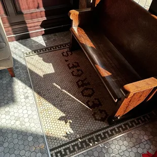 Part of the tile work that was exposed during the renovation of the building.