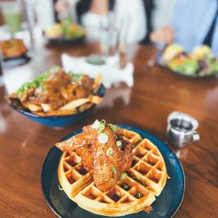 K-poutine with brisket, chicken &amp; waffle