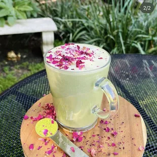 Matcha Latte with Rose Infused Syrup