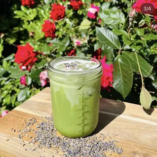 Matcha Latte with Lavender Infused Syrup