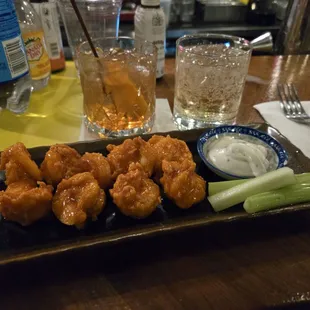Buffalo Shrimp and Old Fashioned