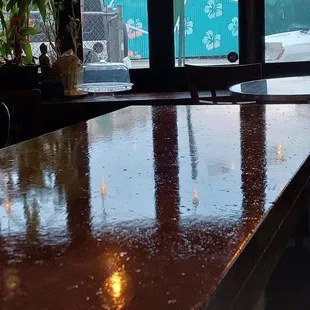 Newly re-stained bar