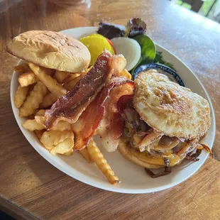 Double Patty Bacon Cheeseburger w/ Onions &amp; a Fried Egg.... Delicious!!!