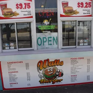 Order window and menu board.