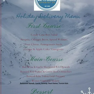 Holiday Delivery Menu