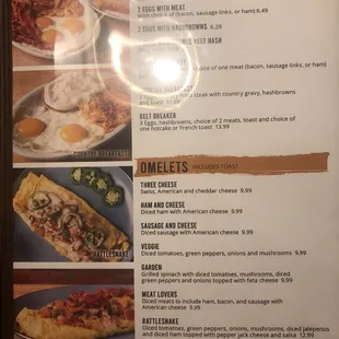 Saturday and Sunday breakfast menu