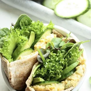 Avocado cucumber veggie pita.
