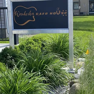 Welcoming sign to a great cafe in "Guitar city (aka Waukesha)"