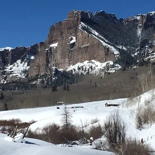 Entrance to West Elk Wilderness! Spires of lava rock carved by glaciers.