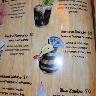 Drink menu page
