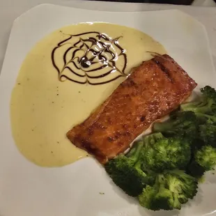 Honey Ginger Soy Glazed Fresh Salmon Fillet with broccoli &amp; white rice (not pictured)