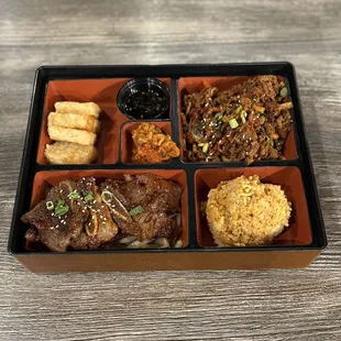 BBQ Short Rib &amp; Spicy Korean Beef Bento Box