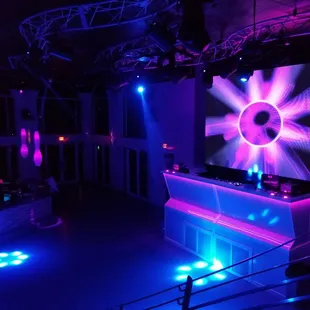 a dj in the middle of the room