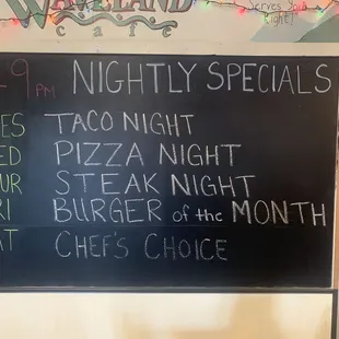 Nightly specials