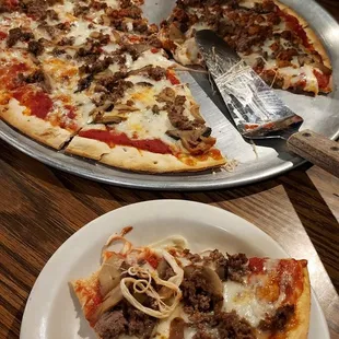 a slice of pizza on a plate