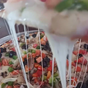 Real cheese that forms strings.