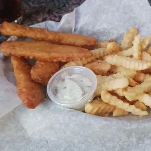 Fried cod with fties.