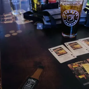 Cool poker table in the back.