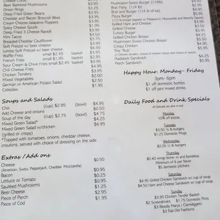 The menu. The pizza is really good! The food is not just bar food, it is really good.