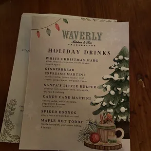 Holiday drinks menu