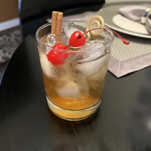 a drink on a table