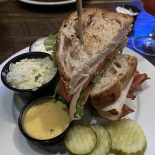 APPLE WALNUT CLUB SANDWICH with slaw, good sandwich!